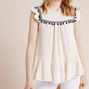 Anthropologie Vanna Pommed Peplum Top Medium